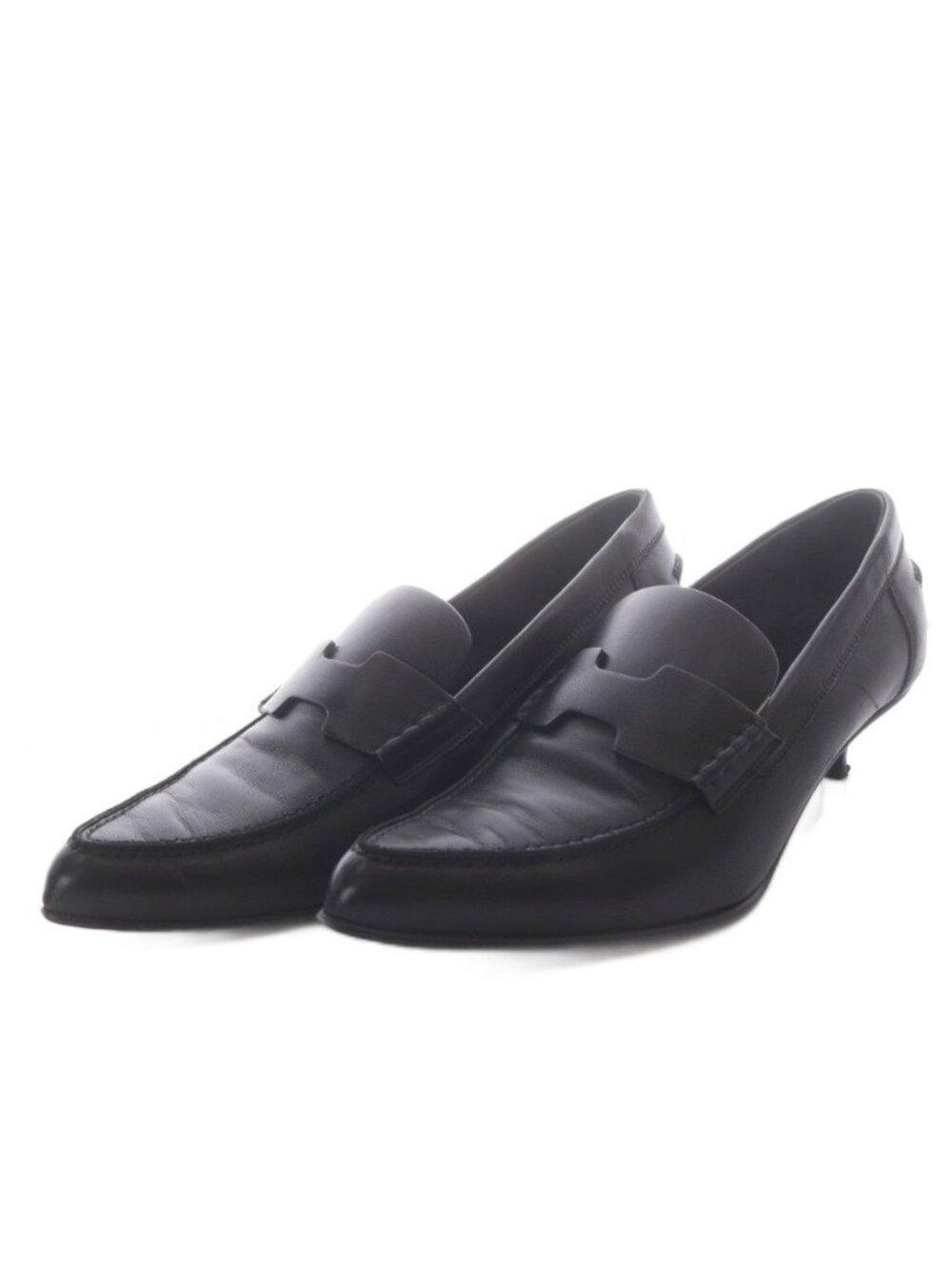 Hermes Glorious Pumps Heels High Pointed Toe Leather Black 36